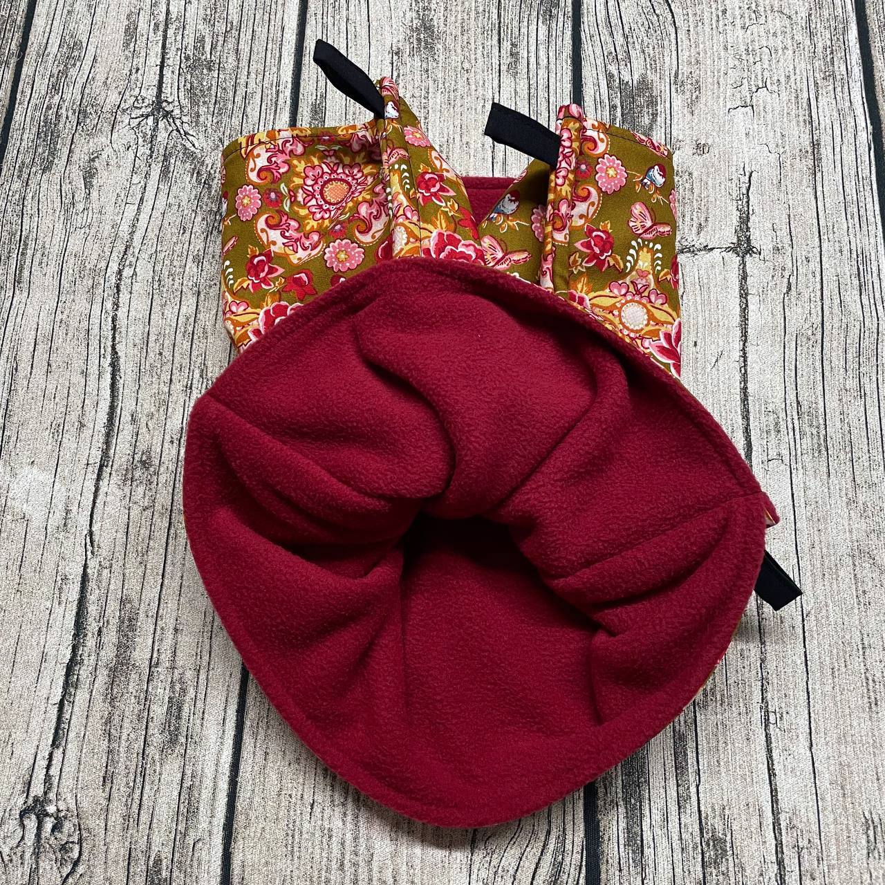 Durchhängematte L - Blumen Vögel Schmetterlinge Braun Dunkelrot