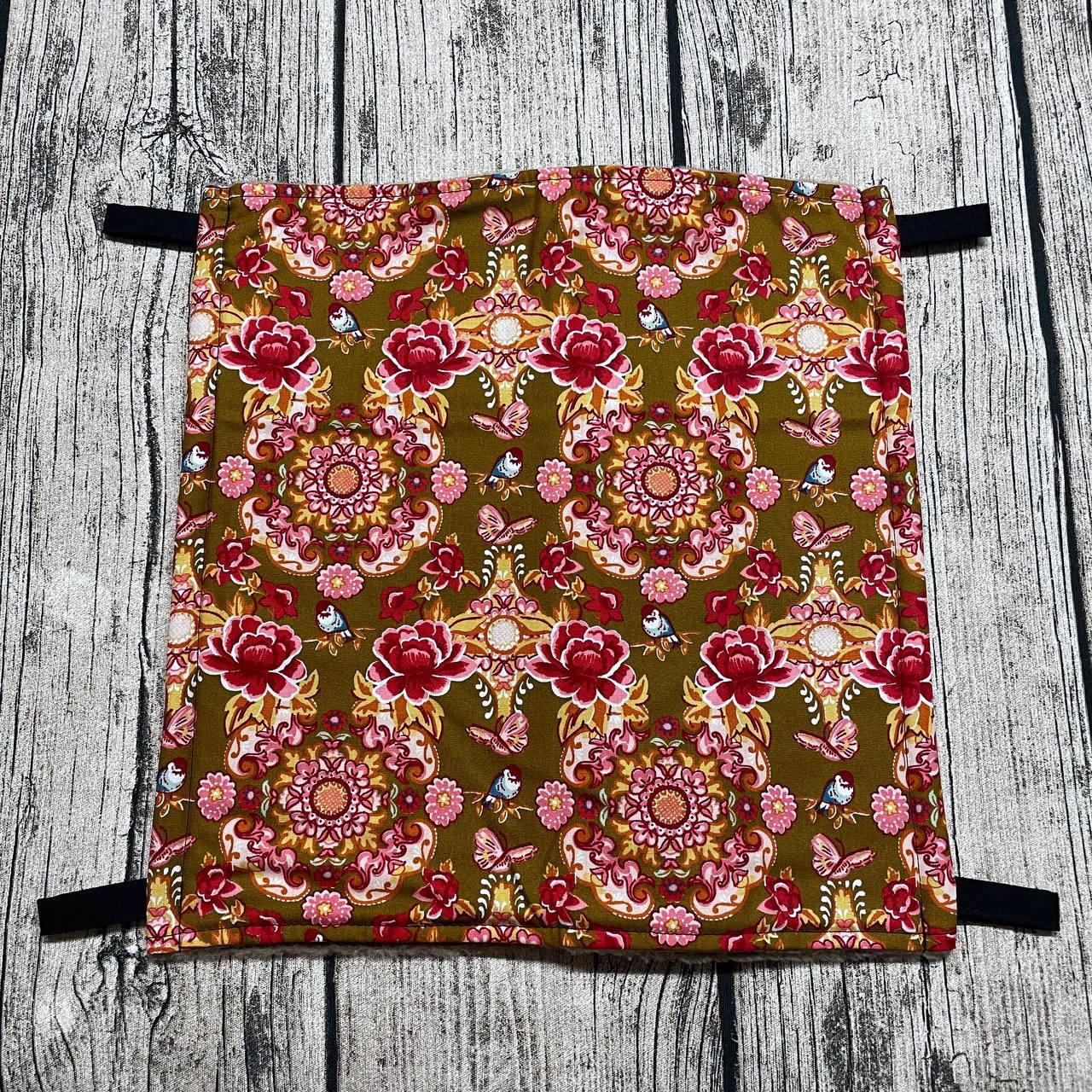 Durchhängematte L - Blumen Vögel Schmetterlinge Braun Taupe