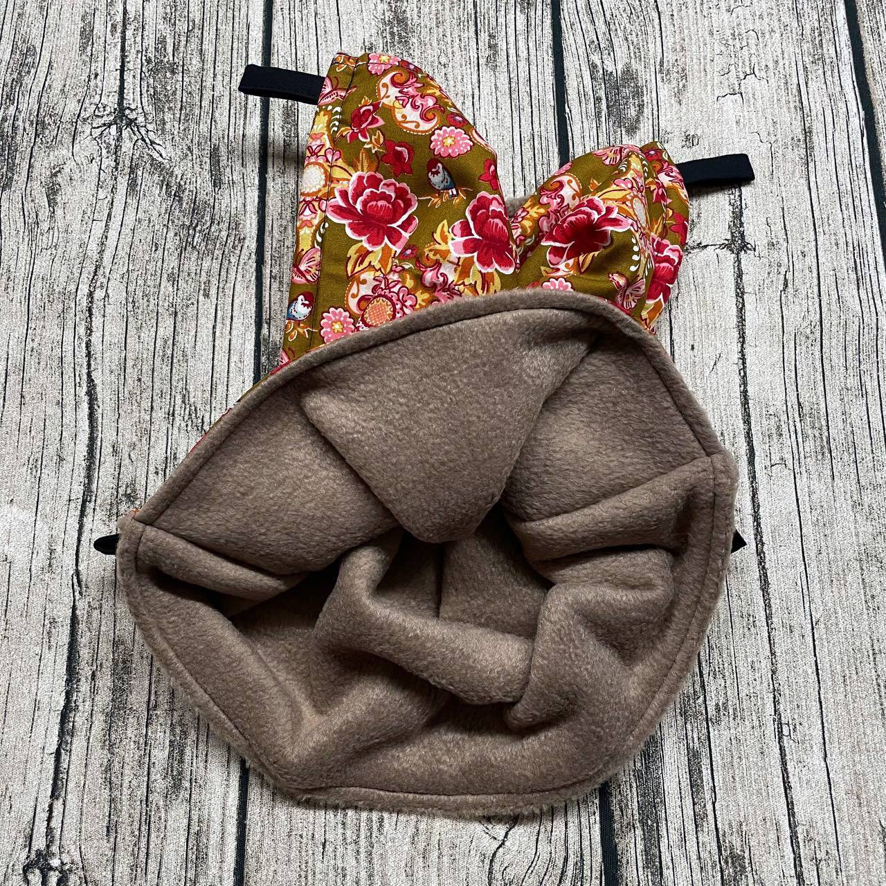 Durchhängematte L - Blumen Vögel Schmetterlinge Braun Taupe