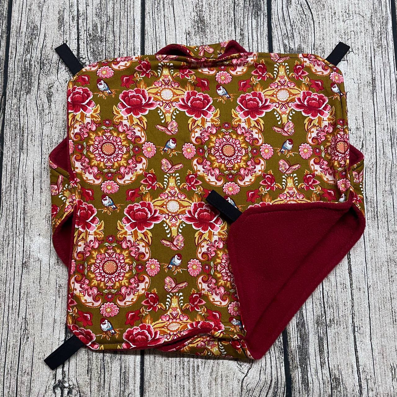 Doppelstöckige Hängematte L - Blumen Vögel Schmetterlinge Braun Dunkelrot