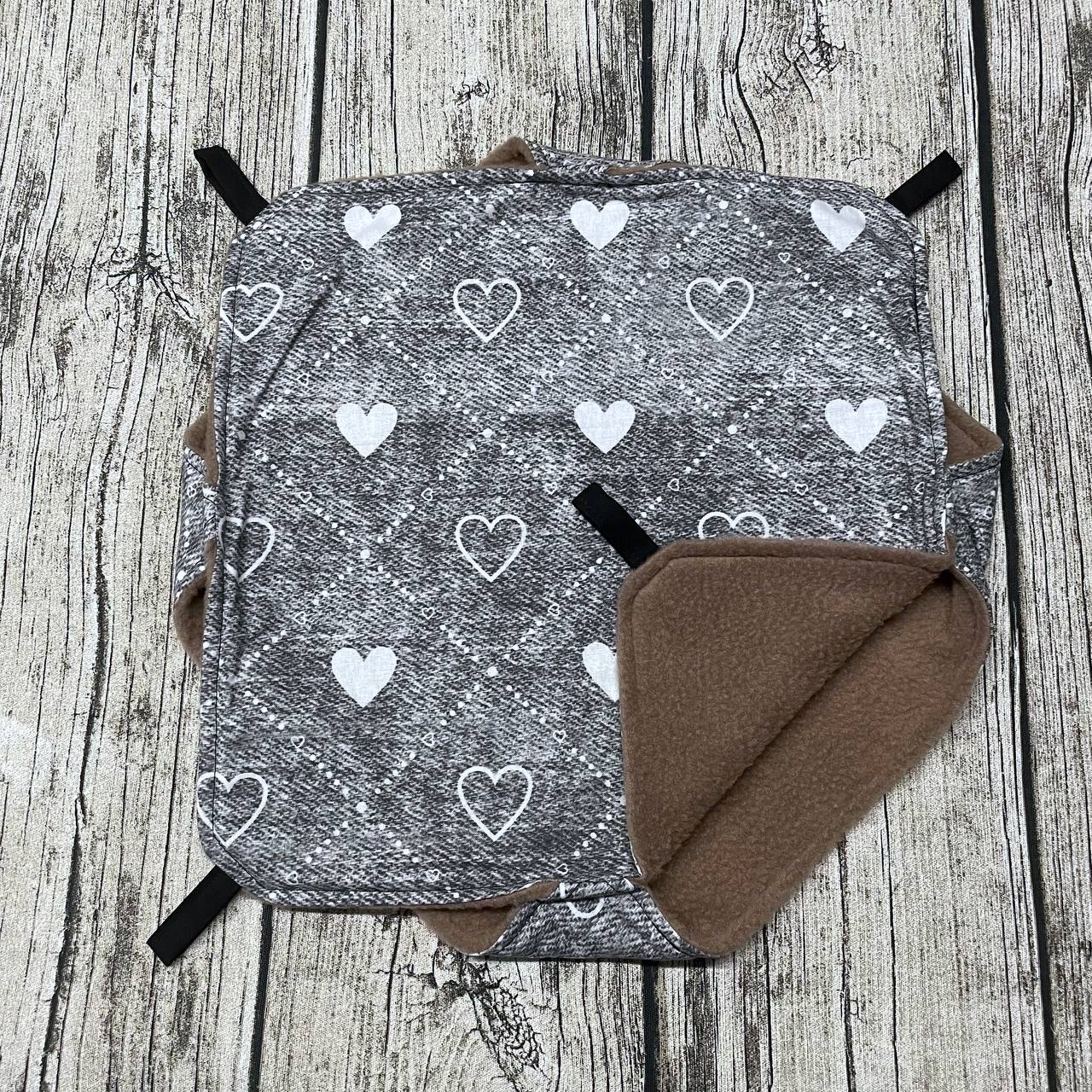 Doppelstöckige Hängematte L - Herzen Grau Taupe