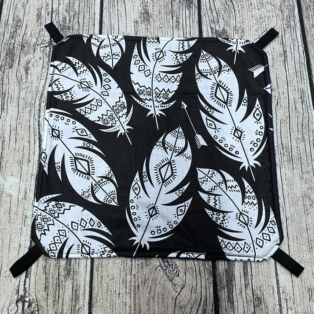 Hängematte L - Federn Schwarz Weiß Dunkelblau